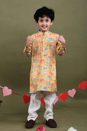 Gajraj Elephant Print Muslin Kurta Pajama Set